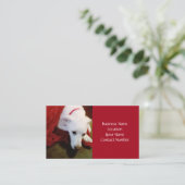 Cute Snowy White Puppy Dog Red Holiday Visitekaartje (Staand voorkant)