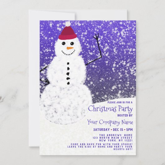 Cute Snowy White Snowman Corporate Kerstmis Kaart (Voorkant)