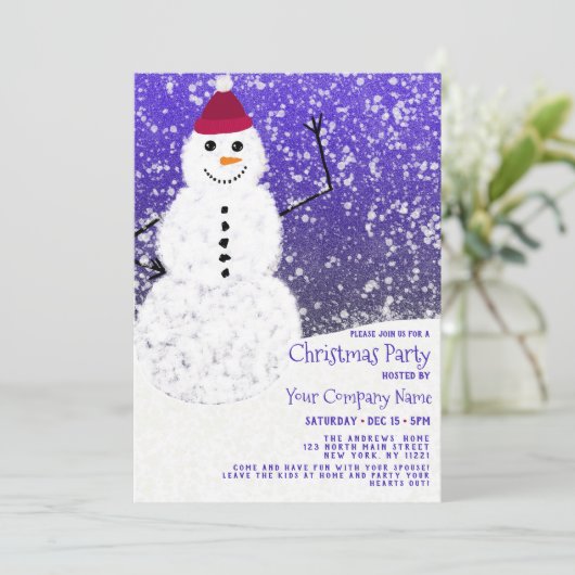 Cute Snowy White Snowman Corporate Kerstmis Kaart (Staand voorkant)