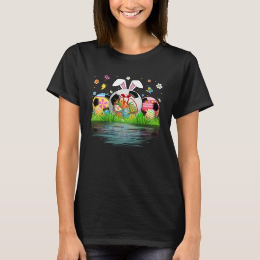 Cute Soccer Ball Egg Bunny Ears Happy Easter Day M T-shirt (Voorkant)