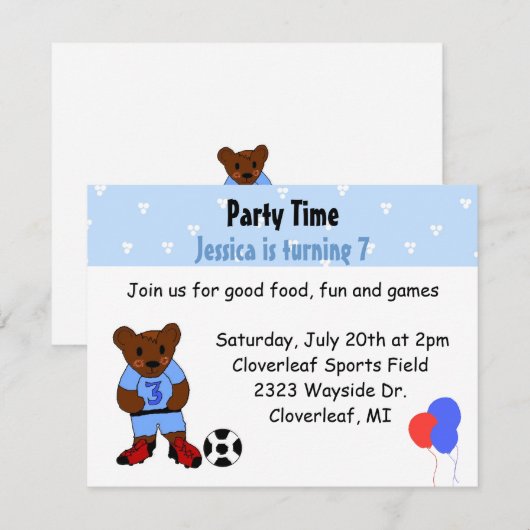 Cute Soccer Beer Kaart (Voorkant / Achterkant)