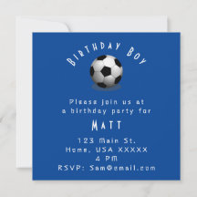 Cute Soccer Birthday Boy Blue and White