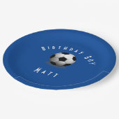 Cute Soccer Birthday Boy Blue and White Papieren Bordje (Gekanteld)