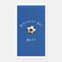 Cute Soccer Birthday Boy Blue and White