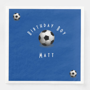 Cute Soccer Birthday Boy Blue and White Servet