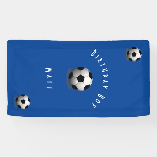 Cute Soccer Birthday Boy Blue and White Spandoek (Horizontaal)