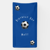 Cute Soccer Birthday Boy Blue and White Spandoek (Verticaal)
