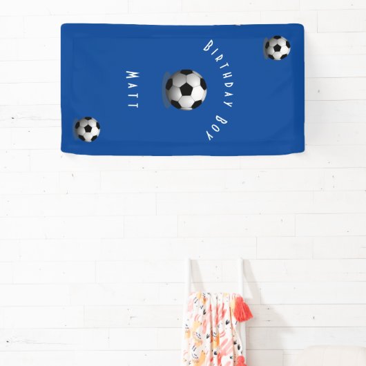 Cute Soccer Birthday Boy Blue and White Spandoek (Insitu)