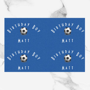 Cute Soccer Birthday Boy Blue and White Tissuepapier