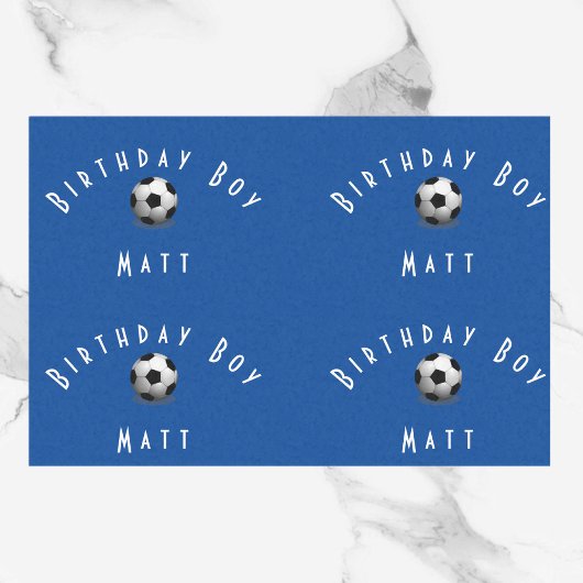 Cute Soccer Birthday Boy Blue and White Tissuepapier
