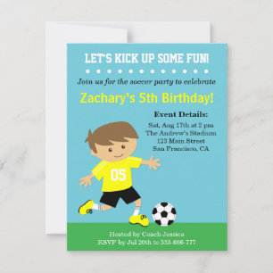 Cute Soccer Boy, Football Thmed Birthday Party Kaart