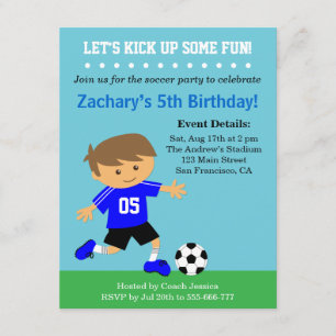 Cute Soccer Boy, Football Thmed Birthday Party Kaart
