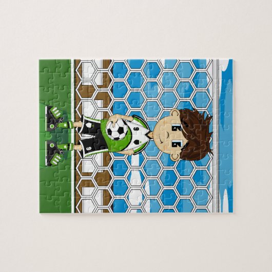 Cute Soccer Boy Jigzaag Puzzle Legpuzzel (Horizontaal)