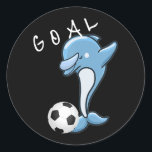 Cute Soccer Dabbing Dolphin Soccer Ronde Sticker<br><div class="desc">Cute Soccer Dabbing Dolphin Soccer</div>