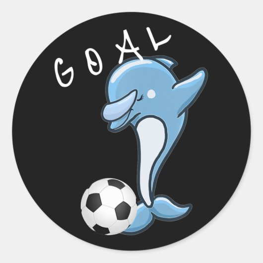 Cute Soccer Dabbing Dolphin Soccer Ronde Sticker (Voorkant)