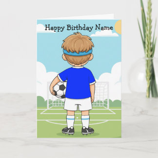 Cute Soccer Football Boy Birthday Card Kaart