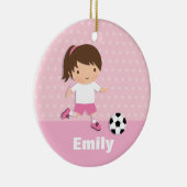 Cute Soccer Footballer Girl Pink Personalized Keramisch Ornament (Rechts)