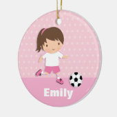 Cute Soccer Footballer Girl Pink Personalized Keramisch Ornament (Links)
