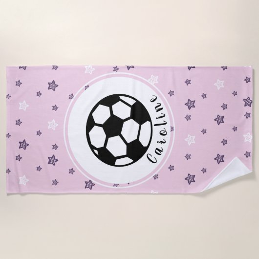 Cute Soccer Girl Feminine Girly Personalized Funny Strandlaken (Voorkant)