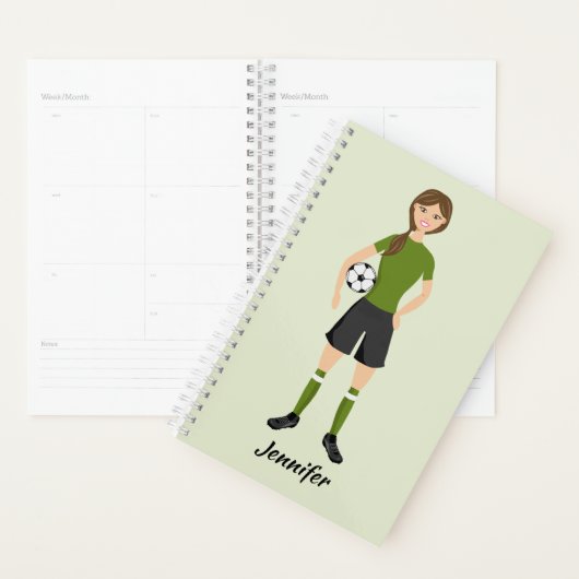 Cute Soccer Girl Illustratie met aangepaste naam Planner (Display)