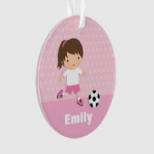 Cute Soccer Girl Pink Personalized Ornament (voorkant)