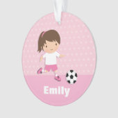 Cute Soccer Girl Pink Personalized Ornament (voorkant)