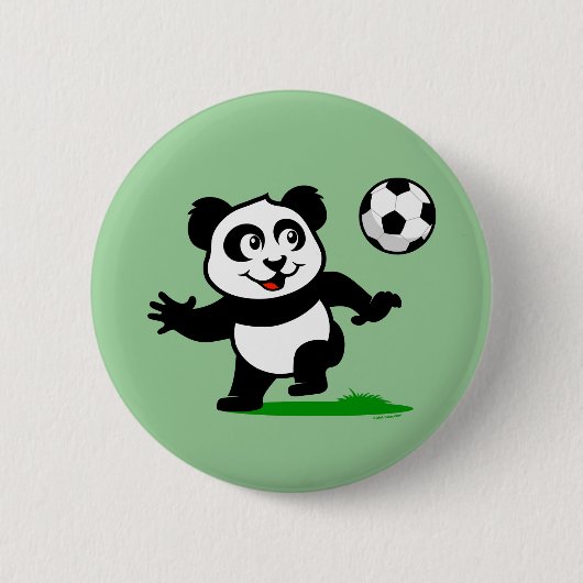 Cute Soccer Panda Ronde Button 5,7 Cm (Voorkant)