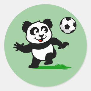 Cute Soccer Panda Ronde Sticker