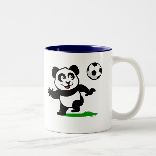 Cute Soccer Panda Tweekleurige Koffiemok (Rechts)