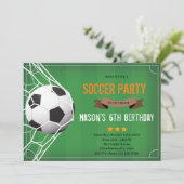 Cute soccer party Invitation Kaart (Staand voorkant)