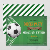 Cute soccer party Invitation Kaart (Voorkant / Achterkant)