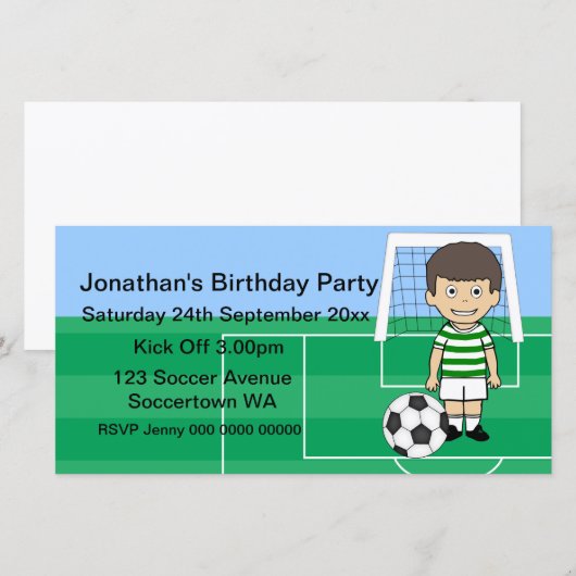 Cute Soccer Player Birthday Party Photo cards (Voorkant / Achterkant)