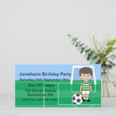 Cute Soccer Player Birthday Party Photo cards (Staand voorkant)
