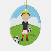 Cute Soccer Player Persoonlijke datum van Kerstmis Keramisch Ornament (Rechts)
