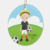 Cute Soccer Player Persoonlijke datum van Kerstmis Keramisch Ornament (Links)