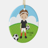 Cute Soccer Player Persoonlijke datum van Kerstmis Keramisch Ornament (Rechts)