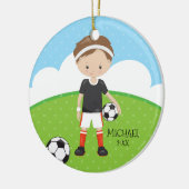 Cute Soccer Player Persoonlijke datum van Kerstmis Keramisch Ornament (Links)