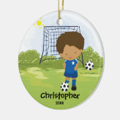 Cute Soccer Player Sport Kerstversier Keramisch Ornament (Links)