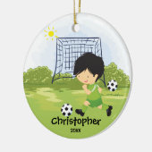 Cute Soccer Player Sport Kerstversier Keramisch Ornament (Links)