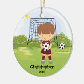 Cute Soccer Player Sport Kerstversier Keramisch Ornament (Links)