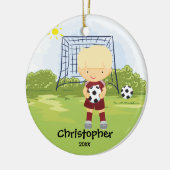 Cute Soccer Player Sport Kerstversier Keramisch Ornament (Links)