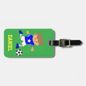 Cute Soccer Star Boy, Football Theme Bagagelabel (Voorkant horizontaal)