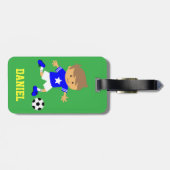Cute Soccer Star Boy, Football Theme Bagagelabel (Achterkant horizontaal)