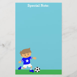 Cute Soccer Star Boy, Football Theme Briefpapier