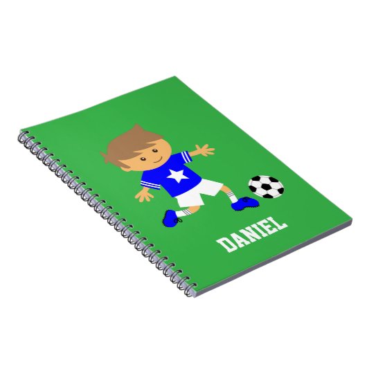 Cute Soccer Star Boy, Football Theme Notitieboek (Rechterzijde)