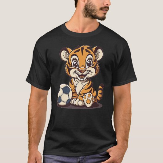 Cute Soccer Tiger T-shirt (Voorkant)
