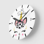 Cute Soccer Unicorn Ronde Klok (Hoek)
