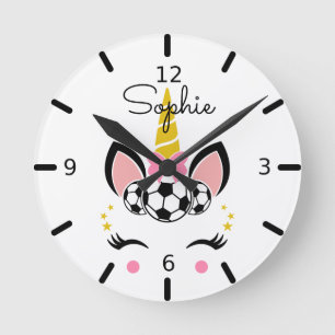 Cute Soccer Unicorn Ronde Klok