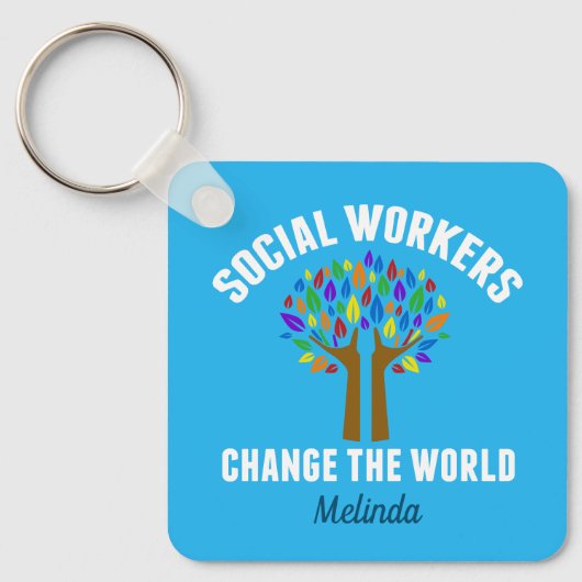 Cute Social Work Inspirerend Quote Monogram Sleutelhanger (Voorkant)