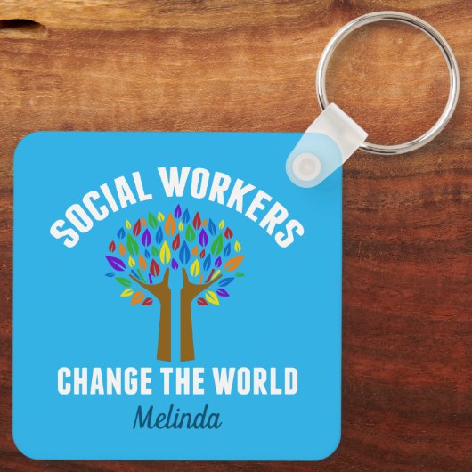 Cute Social Work Inspirerend Quote Monogram Sleutelhanger (Achterkant)